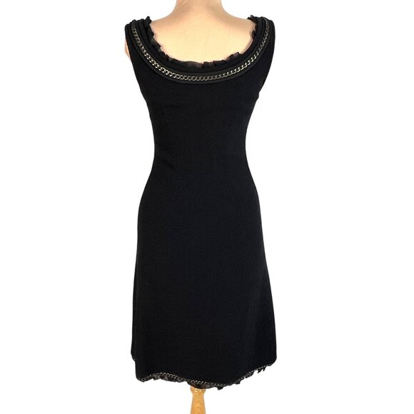 Kate Spade Evia Black Wool Bouclé Chain Ruffle Dress 2 Elegant Old Money Luxury - Picture 8 of 13